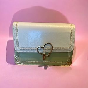 Mini Flap Square Bag Embroidered Detail Heart Deco